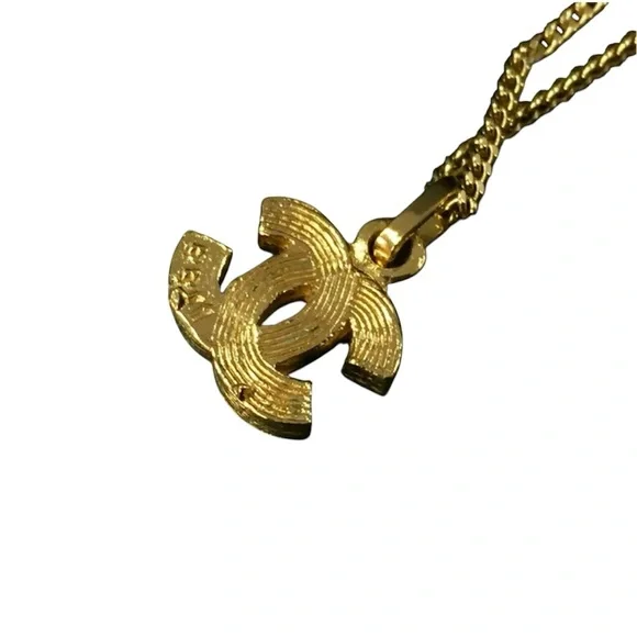 Chanel Necklace Coco Mark Rhinestone Plated Gold - Picture 4 of 7